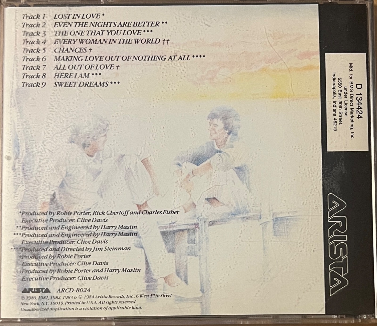 Greatest Hits By Air Supply (CD, Compilation, 1984, Arista Records)