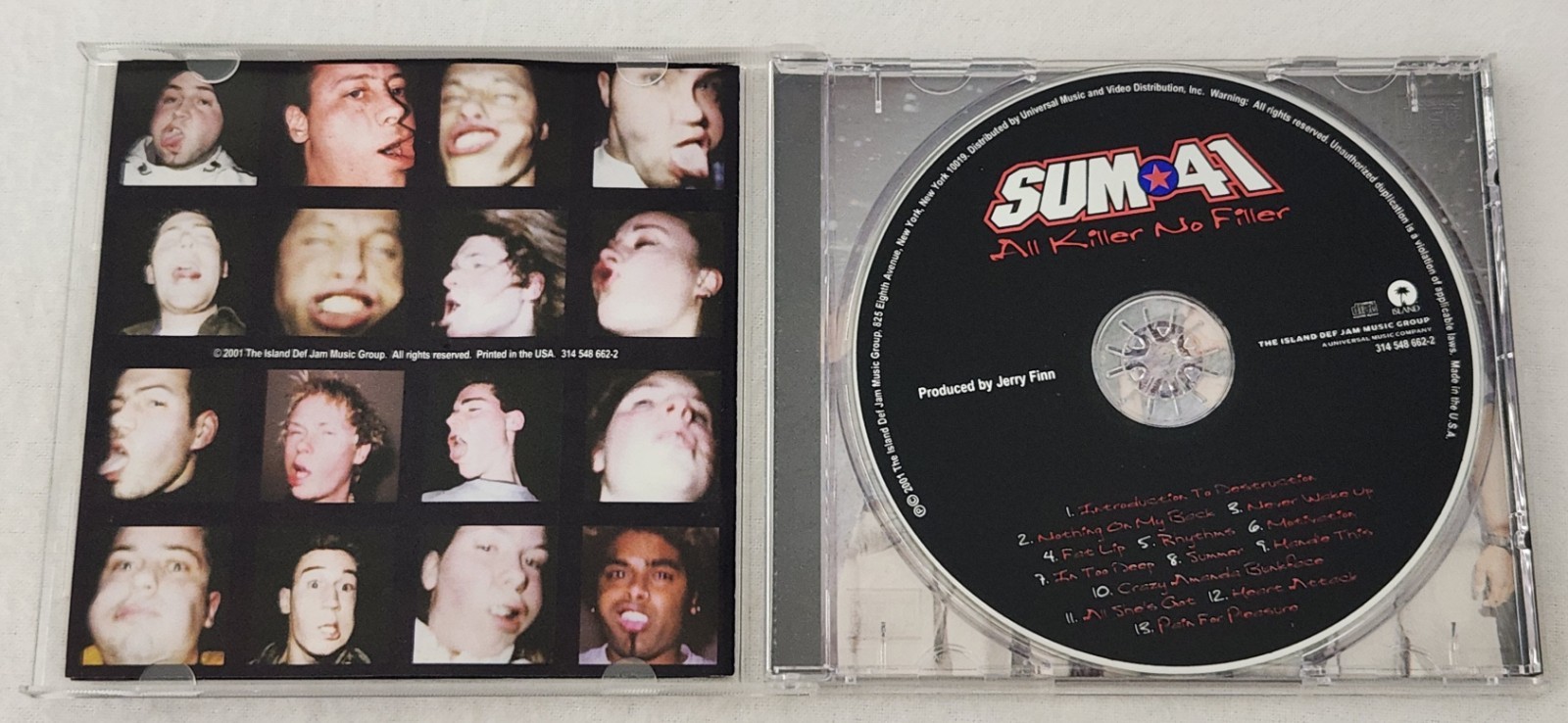 Sum 41 - All Killer No Filler CD 2001 Island Def Jam (314 548 662-2) Enhanced