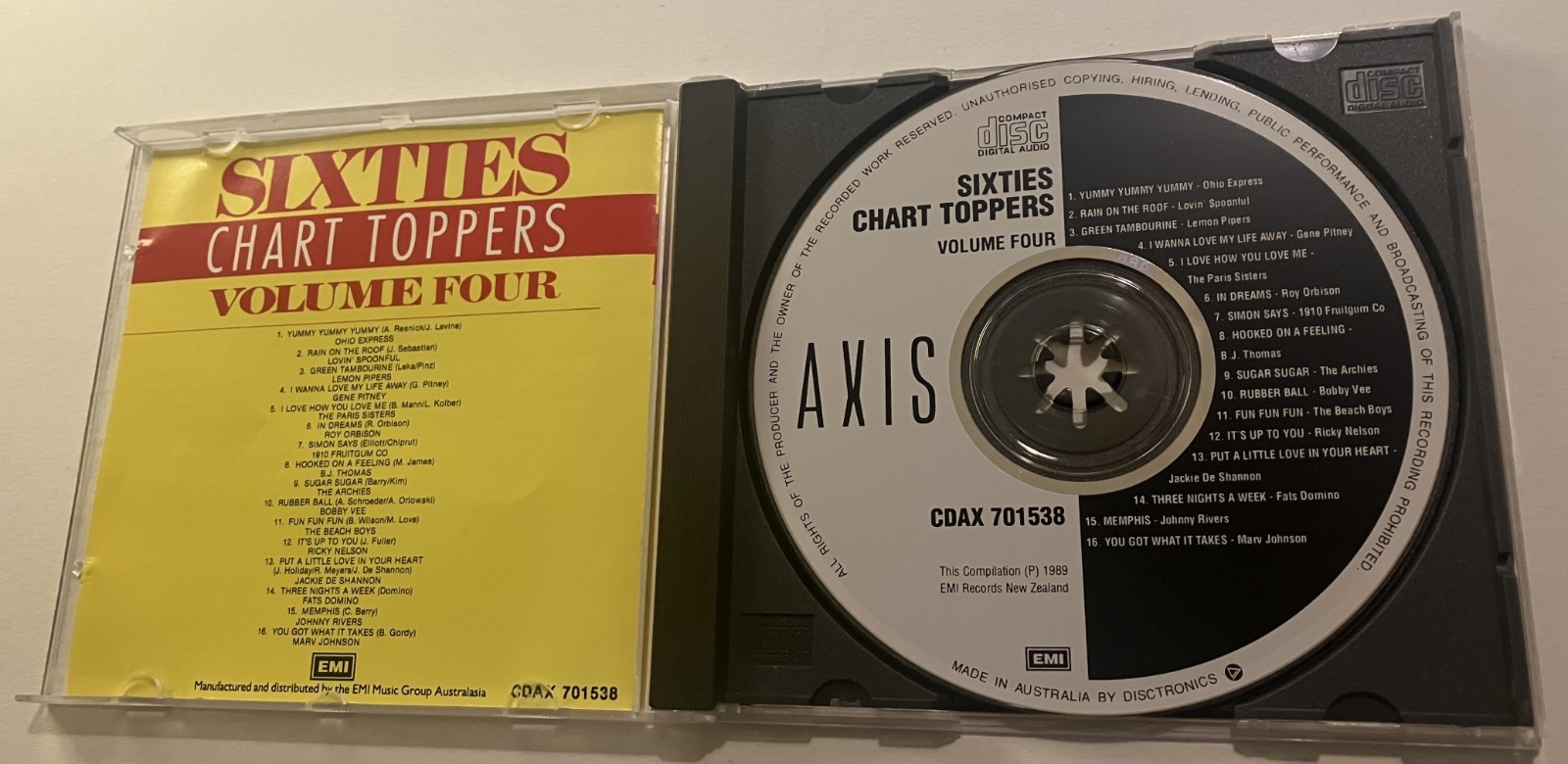 SIXTIES CHART TOPPERS Vol.4 various CD 1989 paris sisters 1910 FRUITGUM CO. four