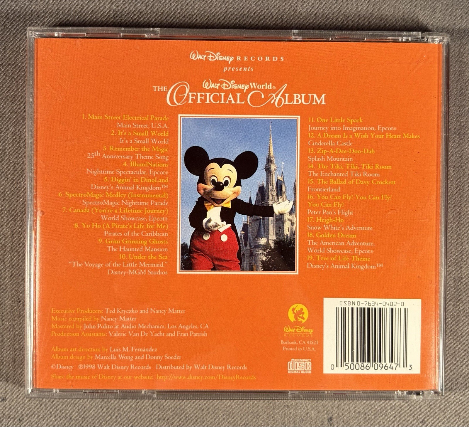 Walt Disney Records Presents - Walt Disney World The Official Album (CD, 1998)