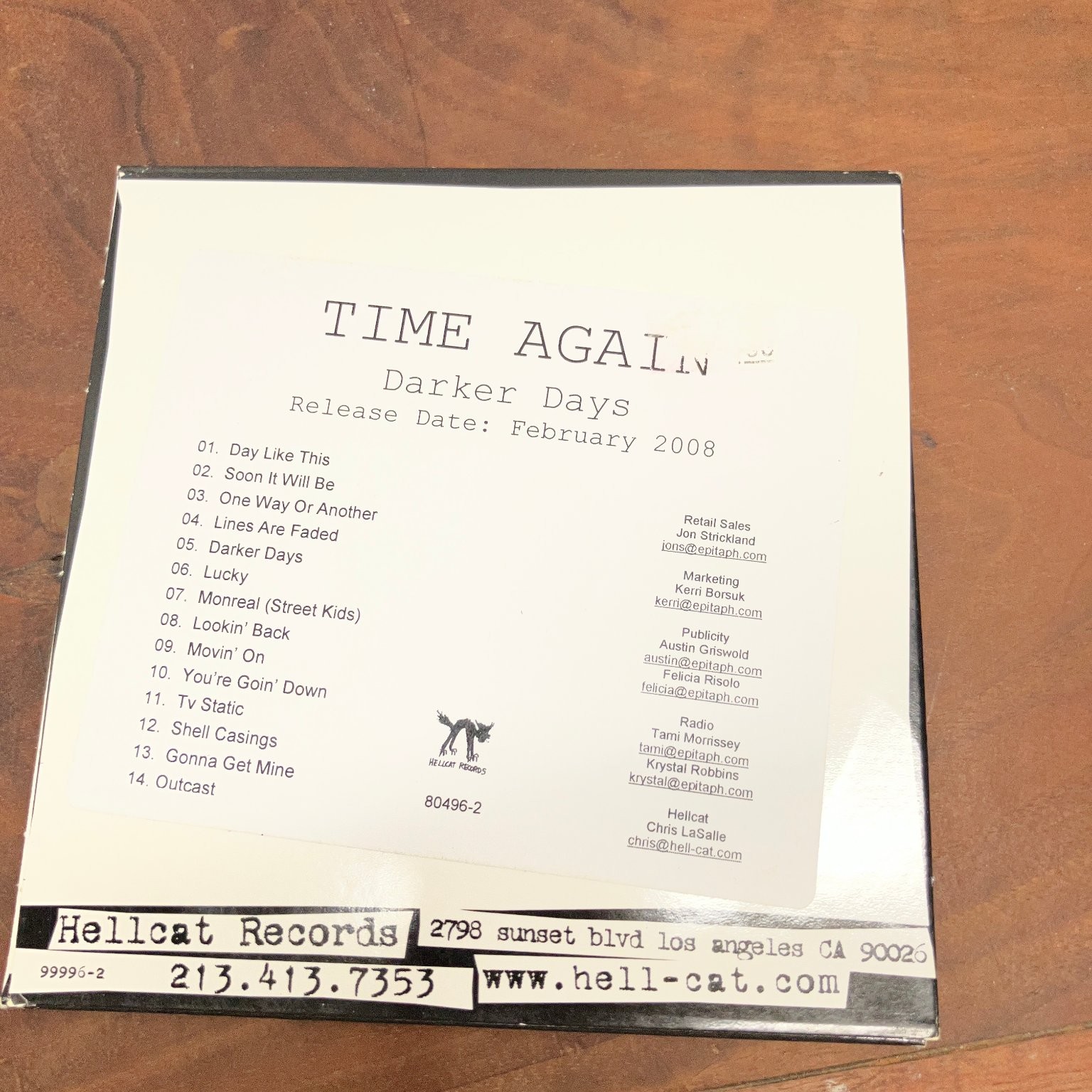Time Again – Darker Days CD 2008 Hellcat Records Punk Ska Reggae PROMO