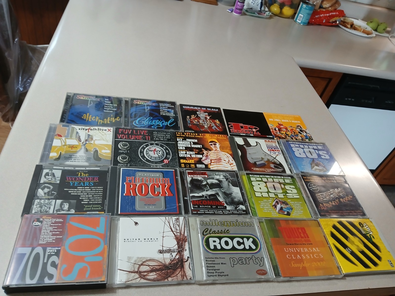 compilation cd lot/20 Platinum Rock,Guitar World Sampler,City Folk Live,ECW Rock