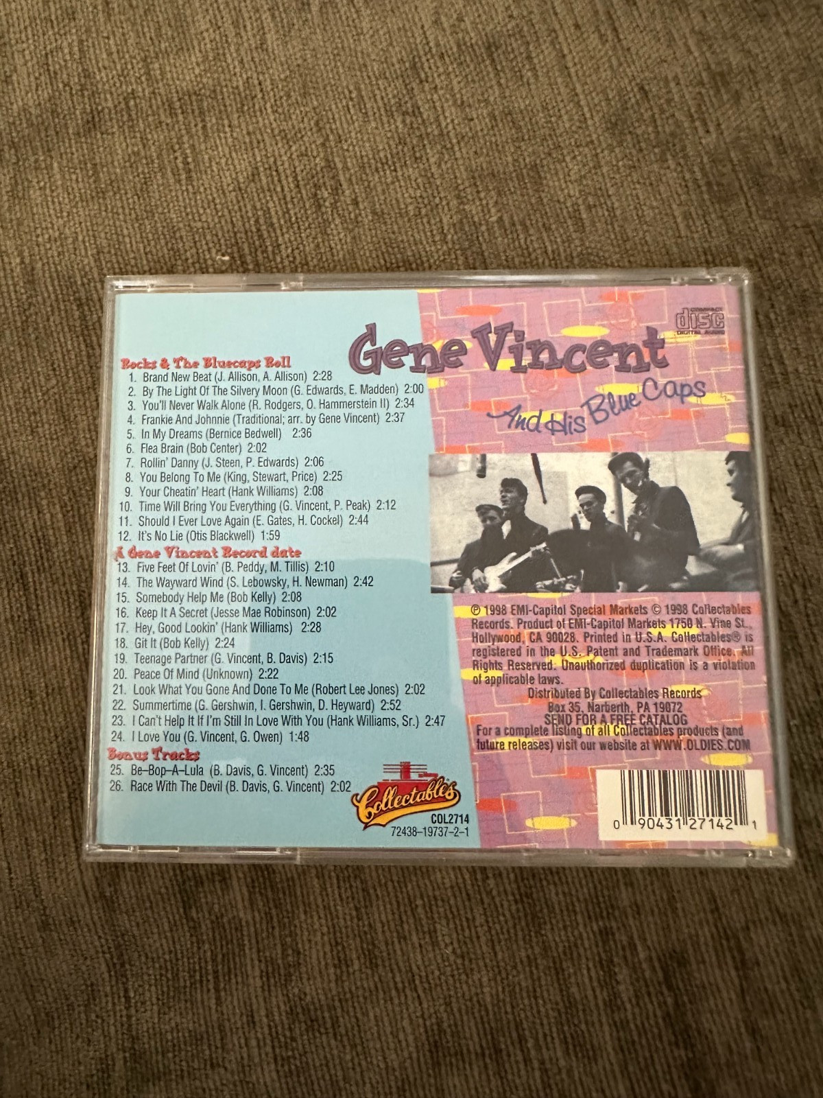 Gene Vincent and His Blue Caps, Rocks and Roll / Record Date, 2 Albums 1 CD