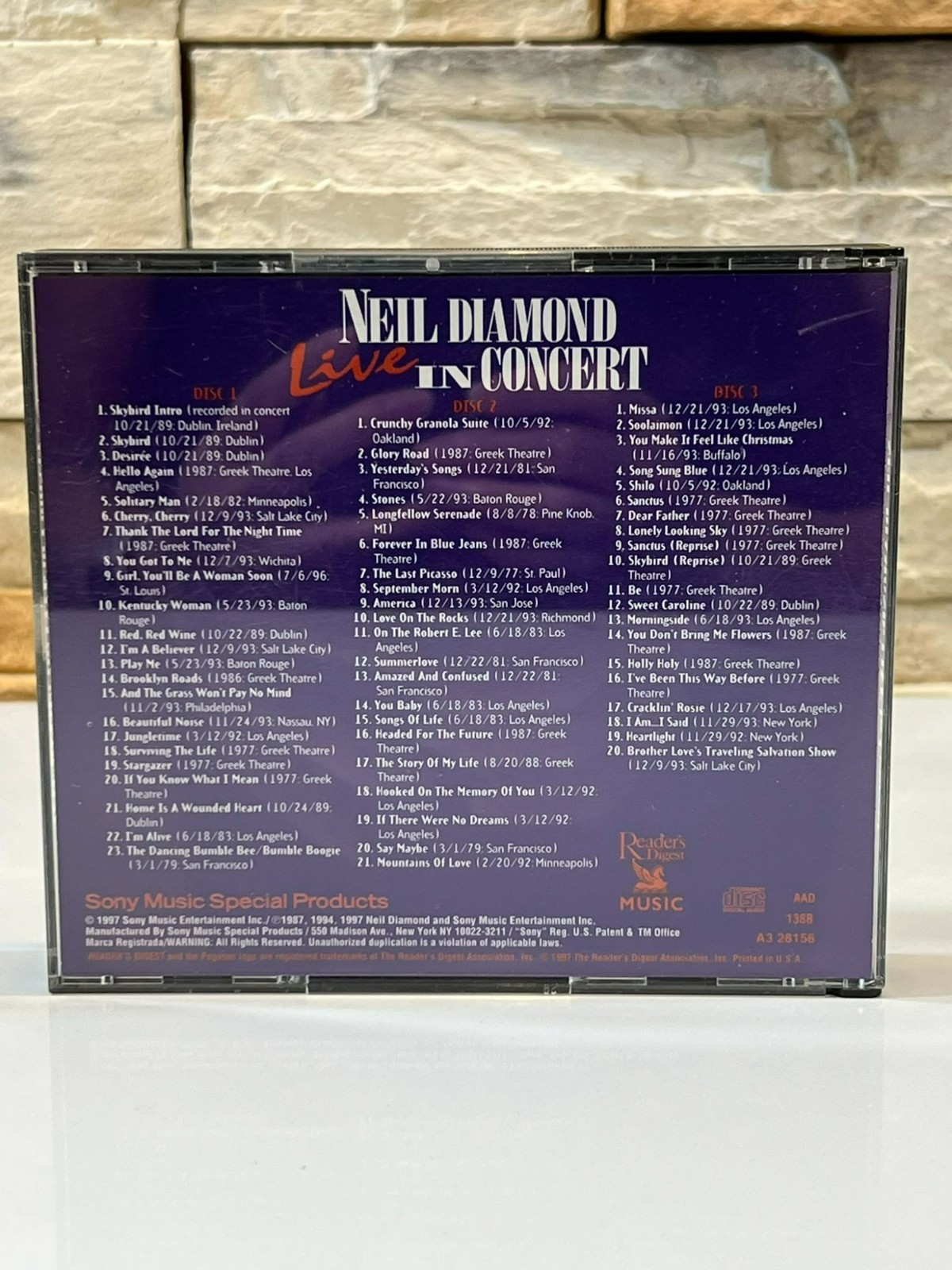 Neil Diamond Live in Concert Pop Rock 1997 Skybird Intro 3 CD Live Album Set