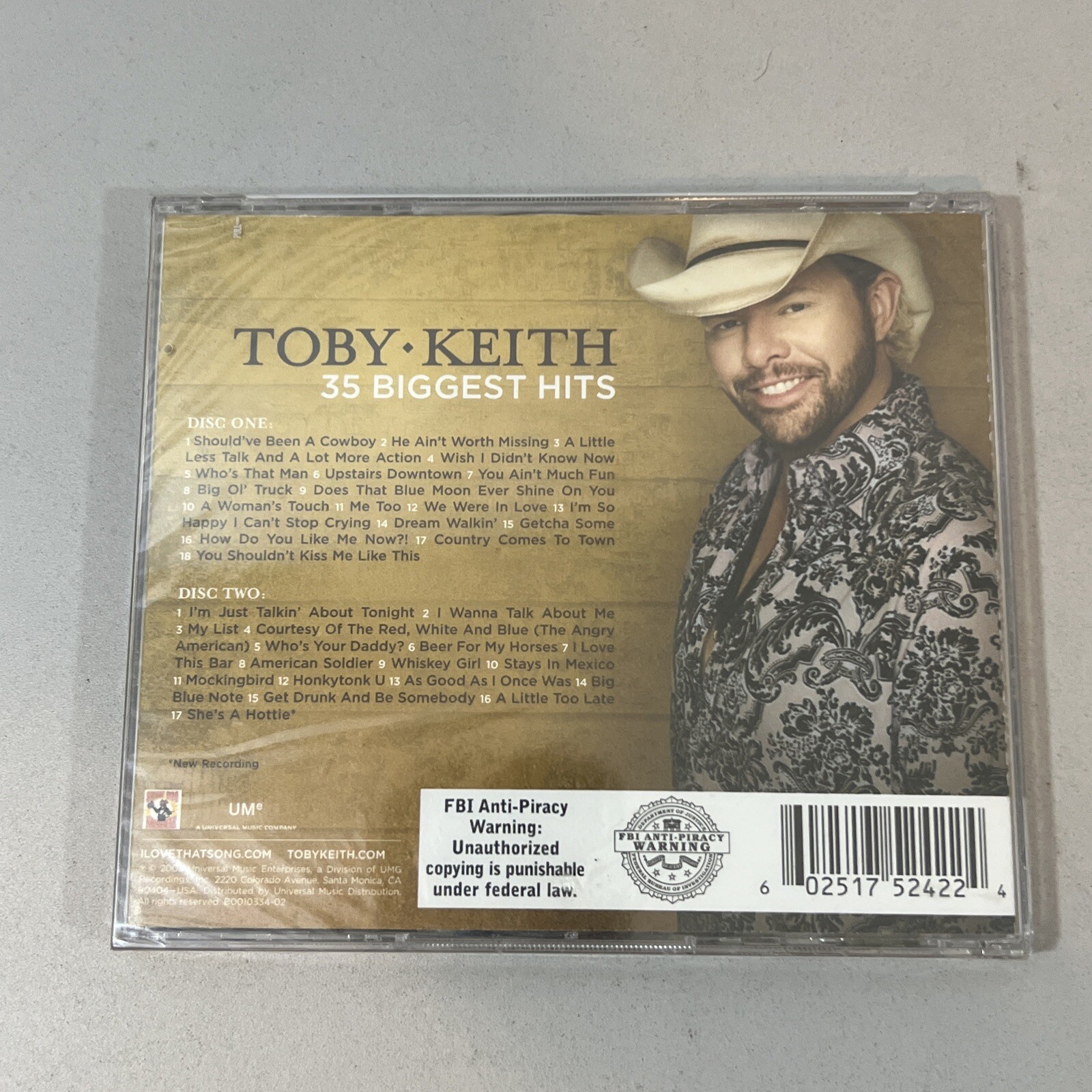 35 Biggest Hits by Keith, Toby (CD, 2008) 2 CD SET. BRAND NEW Sealed