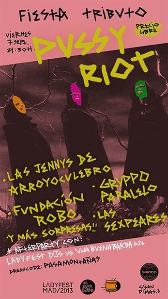Hoy, fiesta tributo a Pussy Riot
