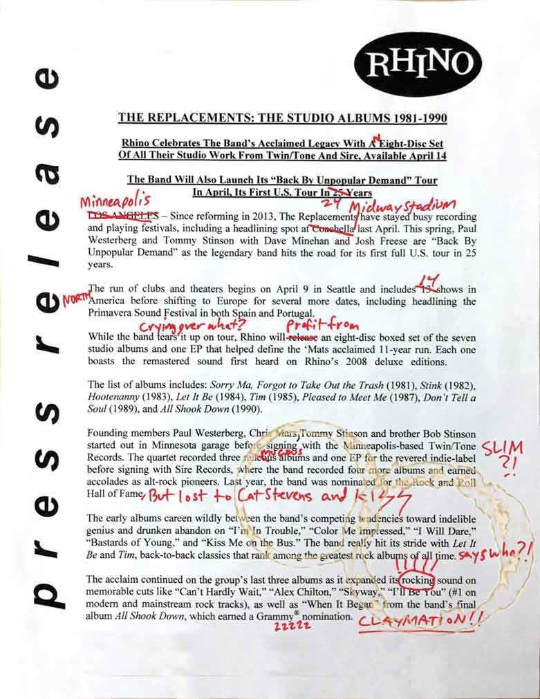 The Replacements le ponen las cosas claras a su sello discográfico