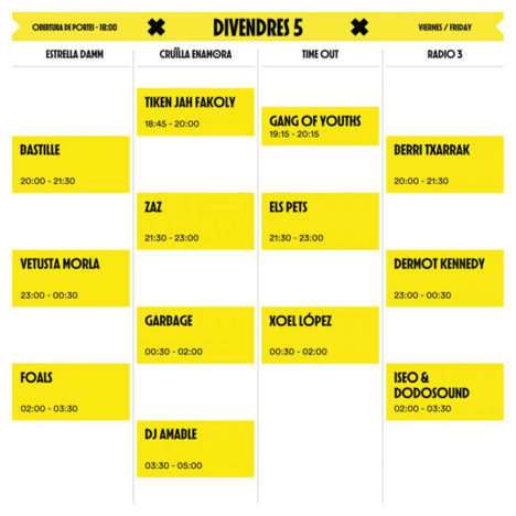 horarios cruilla viernes