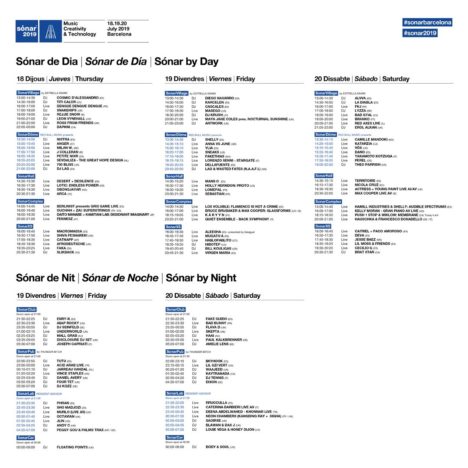 horarios sónar 2019