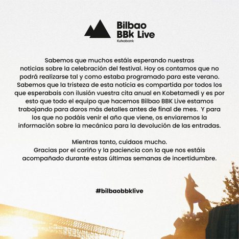 Comunicado BBK Live